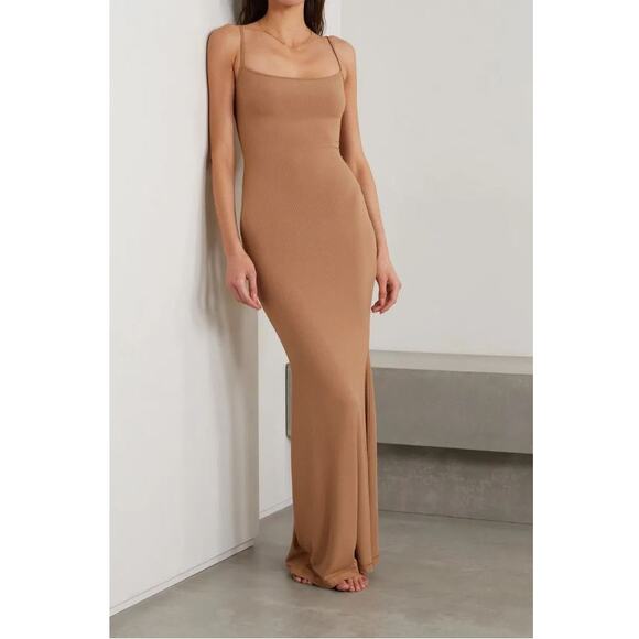 SKIMS Soft Lounge Ribbed Stretch Modal Slip Maxi Dress Large Tank Bodycon Fitted - Picture 1 of 16